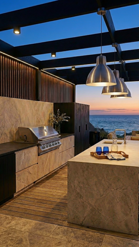 Sleek Seaside Grill Terrace